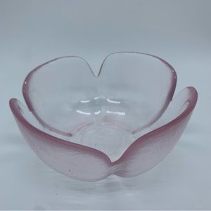 Vintage Viking Glass Petal Bowl Spring Pink Frosted Satin Glowing Edges 6 1/8 in